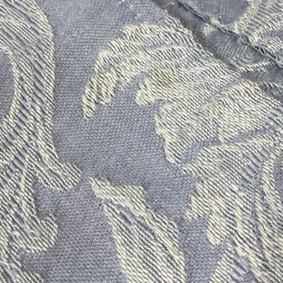 1 Vintage Burlington Curtain Tab Top Panel 80 Long Light Blue White Embroidered - Picture 9 of 9